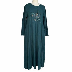 BLUE FISH Women’s Size 1 Green Flora Organic Hand Printed Art To Wear Dress